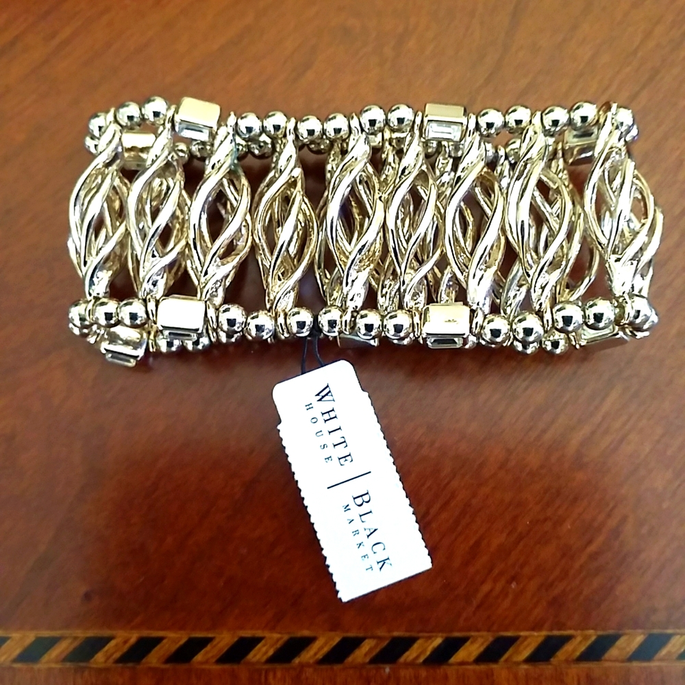 Black House White Market Gold Cuff Caged Bracelet w/ Stones. NWT NEW